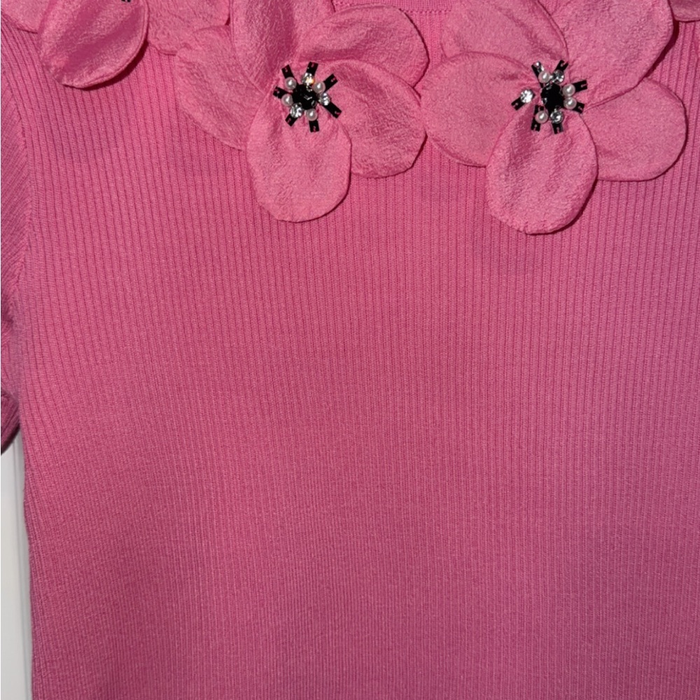 Nanette Lepore Pink Floral Accent Sweater - Picture 3 of 4